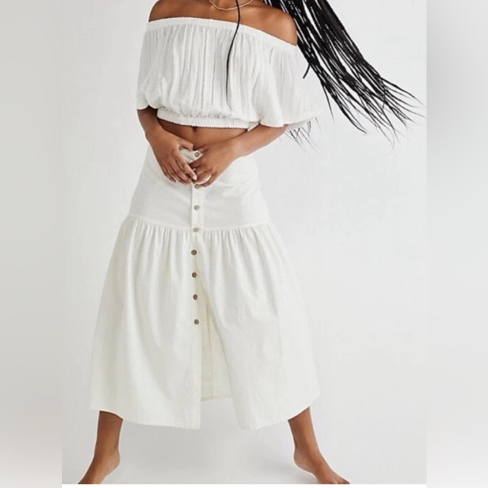 NWOT Free People One Juliette maxi boho skirt button down size 8